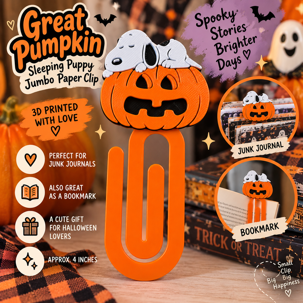 Great Pumpkin Sleeping Puppy Jumbo Paper Clip