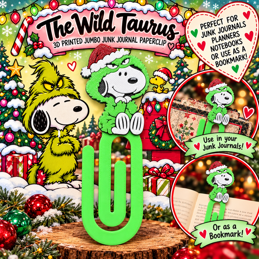 3D Printed Snoopy in Grinch Costume Jumbo Paper Clip